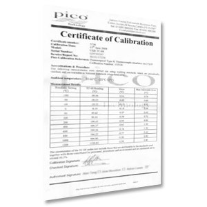 Certificato di calibrazione per PicoScope serie 2000, 3000 e 4000 (4824 escluso)