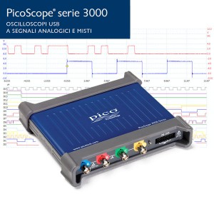 Foto prodotto Oscilloscopio PicoScope 3403D MSO 4 + 16 digitali, 50 MHz, 4 sonde e accessori